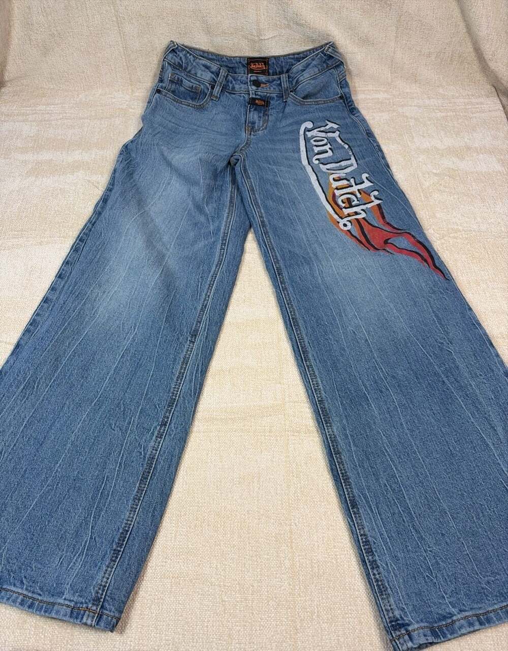 Von Dutch Flame Wide Leg Jeans Size 25 Medium Wash
